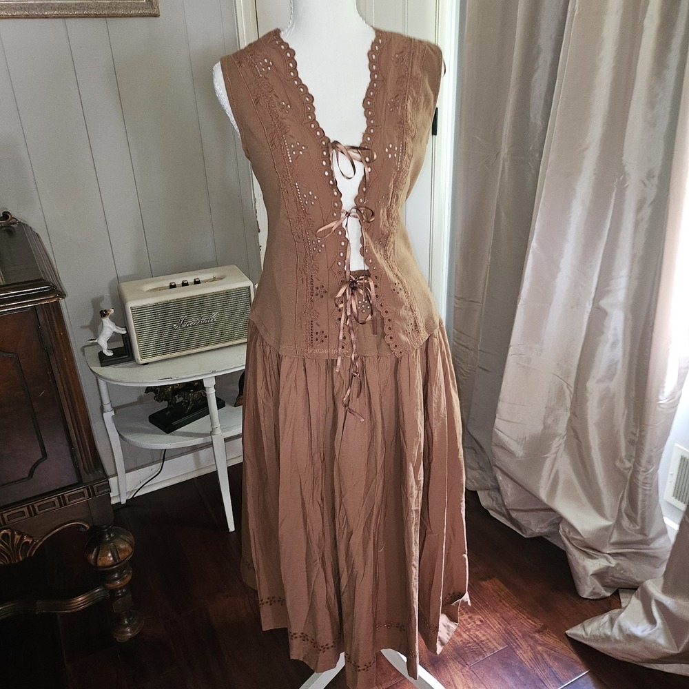 Free People Gesibelle Skirt Set. Earthy.Boho Chic, Cottagecor  NWT Macadamia...